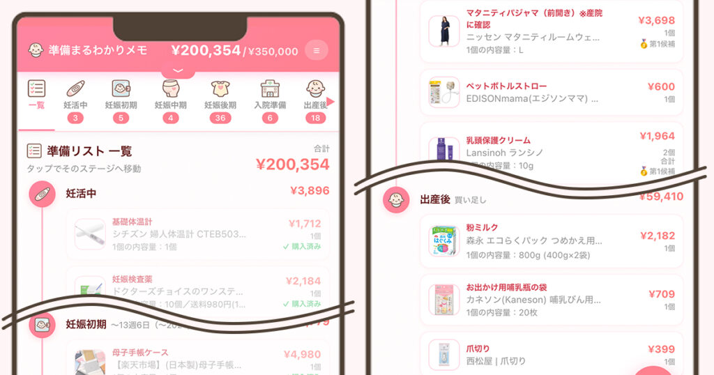 一覧表示の画面